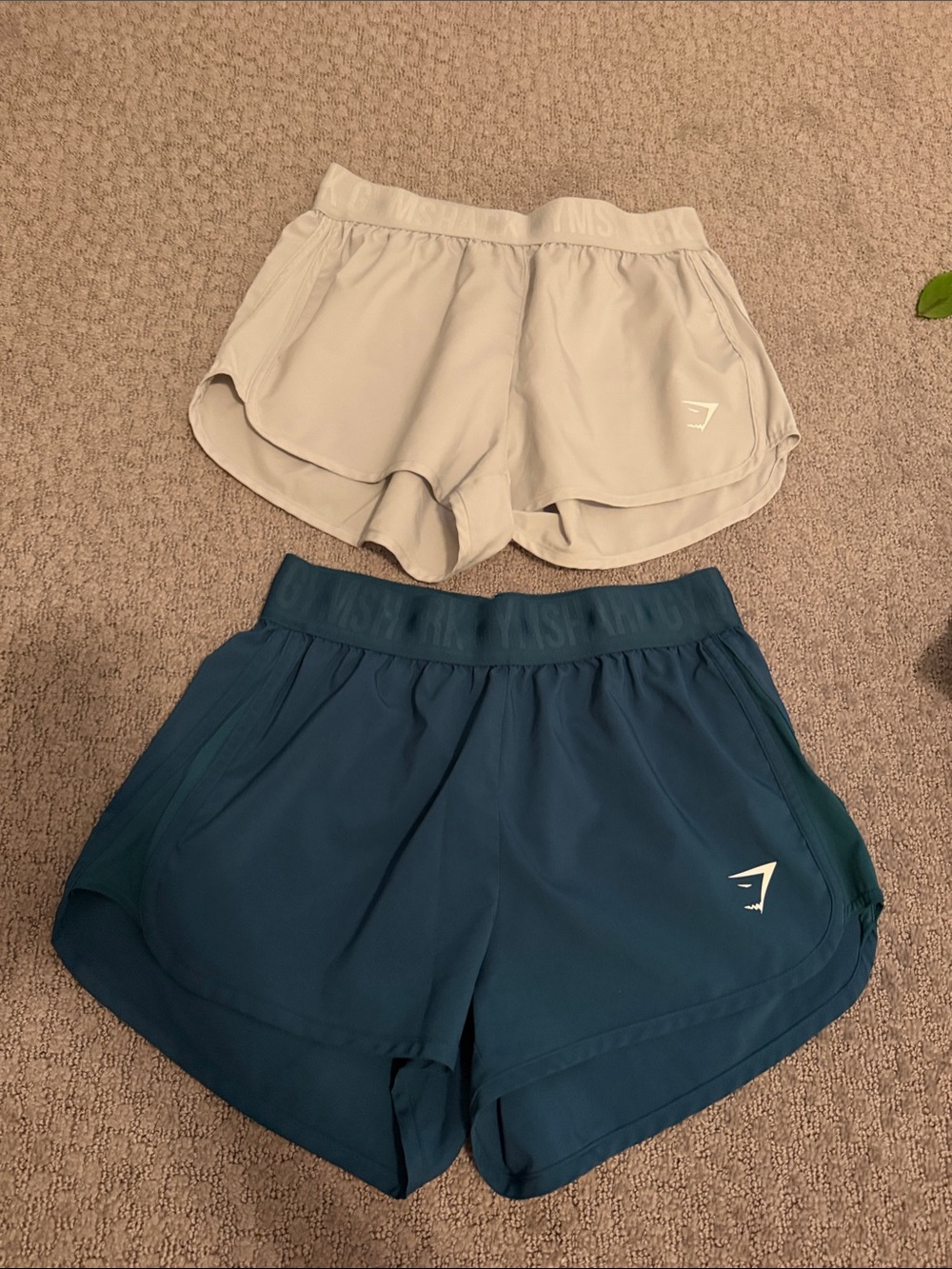 Gymshark Women's Athletic Shorts Set - Teal and Light Beige